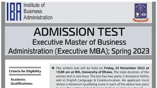 Executive MBA Program | Admission Circular Spring 2023 | IBA DU