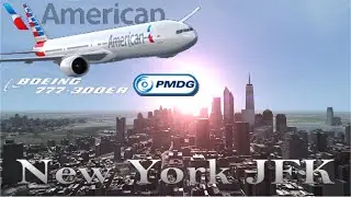 FSX 60 FPS - American PMDG Boeing 777-300ER Winter Landing into New York JFK