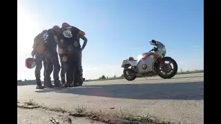 Classic road legal racers in action - airfield madness
