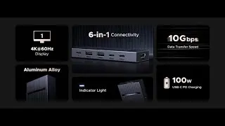 UGREEN 45363 Revodok Pro 6 in 1 USB C 3 2 Hub 10Gbps Video