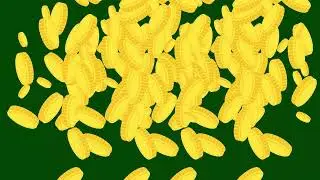 Coins rain, Gold Coins falling animation green screen