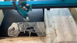 Laser engraving a photo on tile