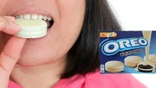 ASMR whisper eating Oreo white chocolate LOTS OF CRINKLES
