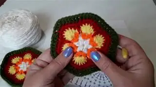 Crochet hexagon motif African flower, learning to read patterns