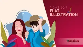 Mom & Son Flat Illustration in Adobe Illustrator
