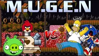 MUGEN Battle 64: Angry Birds Tank and Minion Pig vs Cheap Homer Simpson and Sonic.EXE