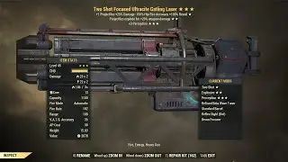 Fallout 76: Two Shot Explosive Ultracite Gatling Laser.