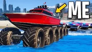 Spending 24 Hours Trolling Cops with Boat Cars on GTA 5 RP