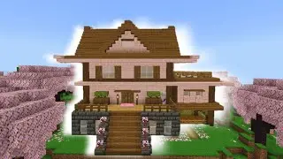Minecraft | How to Build Cherry Blossom Survival House tutorial ? An Asthetic survival house.#game