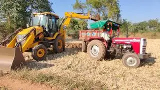 Jcb 3dx Backhoe Machine Loading Red Mud In Same Deutz Fahr Tractor | Jcb and Tractor Cartoon