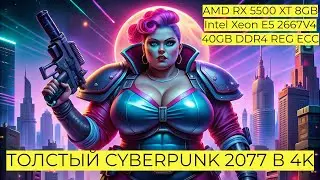 Cyberpunk 2077 в 4k Xeon E5 2667 v4 MLLSE RX 5500 XT 8GB 40GB DDR4 ECC ПОЙДЁТ ЛИ ТОЛСТЫЙ КИБЕРПАНК?