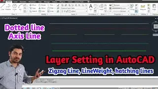 how to draw dotted line in AutoCad | Axis line | hatching line | zigzag line | autocad layer setting