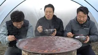 동짓날 맞아 솥뚜껑으로 팥죽을 끓여 봤습니다~~ Red Bean Porridge, Patjuk