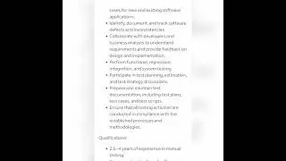 Manual Tester #fresher #experienced #manualtestingjobs #getemployed #youtubeshorts #qajobs