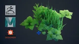 How to make stylized plants and grass -Zbrush, Maya, Substance Designer