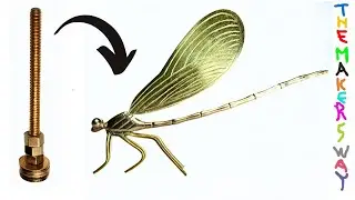 BRASS NUT AND BOLT TURN INTO A BEAUTIFUL DAMSEL FLY SCULPTURE.