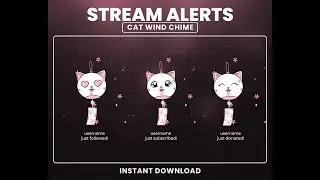 Stream Alerts OBS: Cat Wind Chime Animated Alert Overlay