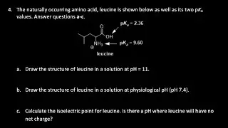 Organic Chemistry Homework Problem | Leucine at different pH values