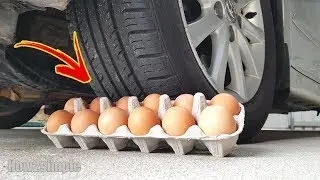 Car vs 12 Eggs! - Experiment 35 + Slowmo!