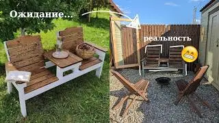 СДЕЛАЛА САМА двойное кресло со столиком | Уют на даче своими руками