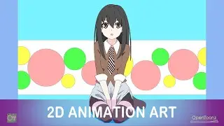 Drawing sit pose anime girl in OpenToonz digital animation software