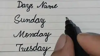 How to write Days Names in cursive pattern| Days of weeks #shorts