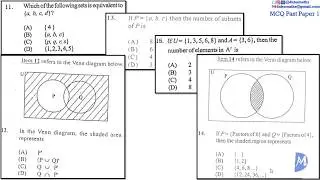 11,12,13,14&15 | Sets | Multiple Choice 1 | CXC CSEC Mathematics