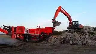 Производство вторичного щебня на дробилке Terex Finlay J 1160 (дробление бетона)