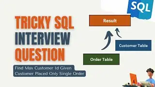 SQL Interview Question| Find Max Customer Id Who Placed Only One Order| Data Analyst SQL Interview
