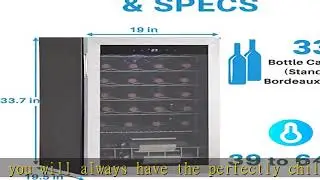 Techomey Wine Fridge Freestanding, 33 Bottle Compressor Wine Cooler Refrigerator with Digital Therm