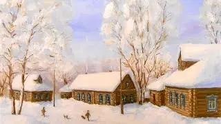 Winter Landscape Painting process. Зимний пейзаж. Процесс создания картины.