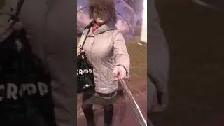 Crossdresser-transvestite. I walk in the evening with an umbrella in a short skirt.