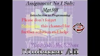 Mgt501 assignment No 1 Spring 2018 due date 05 12 2018