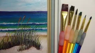 #acrylic Обзор акриловых красок и тестирование (акрил) Простой морской пейзаж (2021)