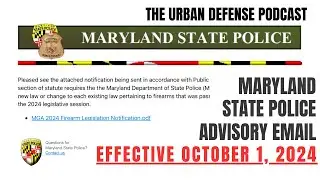 Maryland State Police Advisory Email - New Laws Effective October 1, 2024