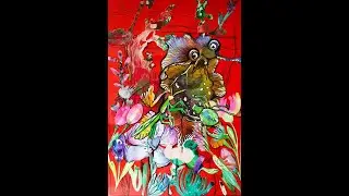 Як створити колаж, акватипний жук/ как сделать коллаж, монотипия, акватипия