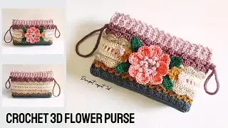 Crochet 3D FLOWER WALLET 