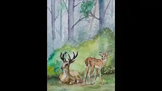 Deers in the forest #paintwithme
