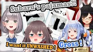 Noel and Matsuri creep out Pekora and Mio when they auctioning Subaru's Pajamas
