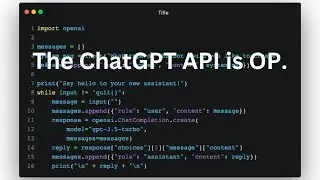 The ChatGPT API is OP. Build a CLI Chatbot in 16 LOC with Python + ChatGPT API.