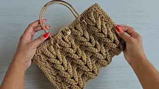 Bolsa De Crochê Com Padrão Trançado No Fio Náutico - Bolsa Dafny