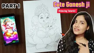 Lord Ganesha Drawing, How to draw outline of Lord Ganesh 🥰 PART 1