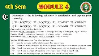 DBMS Module 4 Important Numericals & SQL Queries | Serializability + SQL Problems | BCS403 | VTU