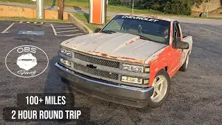 15 year old takes his 5-speed OBS Chevy on his LONGEST trip yet 💪🏽