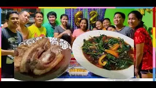 Lechon Liempo at ginisang talbos ng kamote.