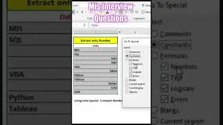 Extract only Numbers from a List using Go To Special in Excel 