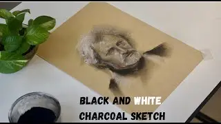 black and white charcoal sketch | Free style |