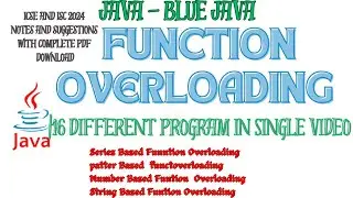 Java Tutorial | Funtion Overloading in Java | Method Overloading in Java  | ISC ICSE JAVA program