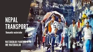 Watercolor Romantic Painting | Nepal Transport (NO EDIT)