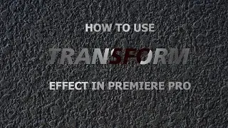 HOW TO USE TRANSFORM EFFECT IN PREMIERE PRO | 